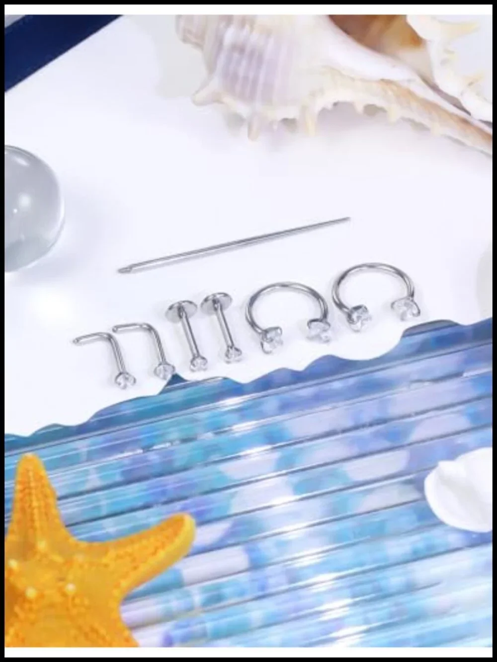 18G Horseshoe Nose Ring 316L Surgical Steel with CZ